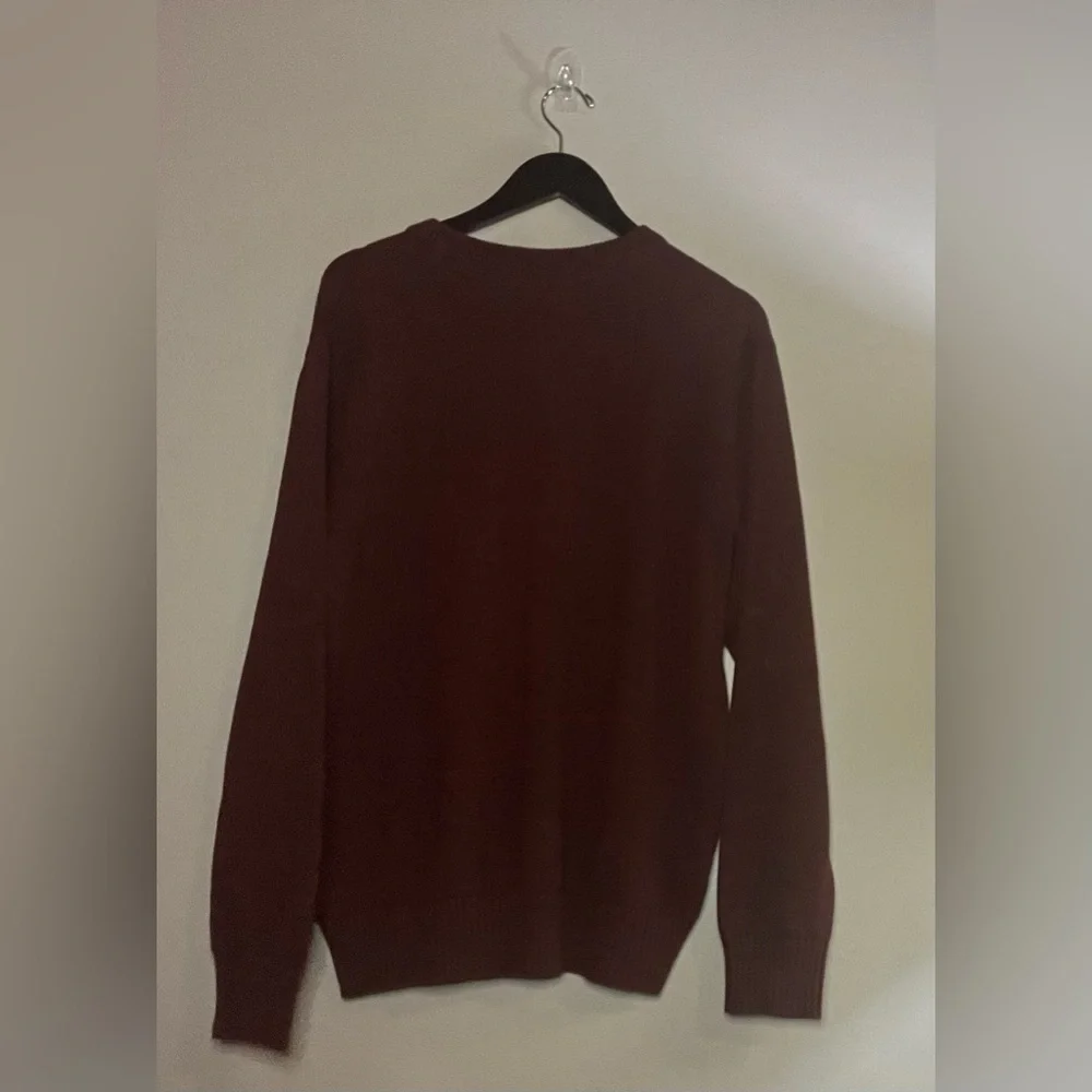 Eddie Bauer two button pullover sweater 100% cotton rust/burgundy Size Large - Picture 2 of 10